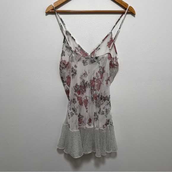 VICTORIA’S SECRET Y2K Floral Nightie Mini Sheer Slip Dress Size Medium - Picture 3 of 9